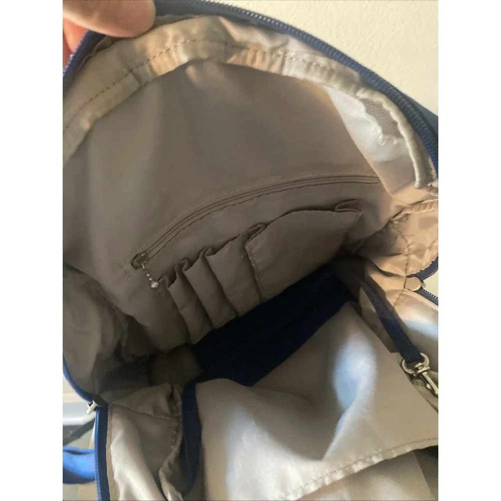 Baggallini Womens Mission Backpack Travel Bag Blue Nylon